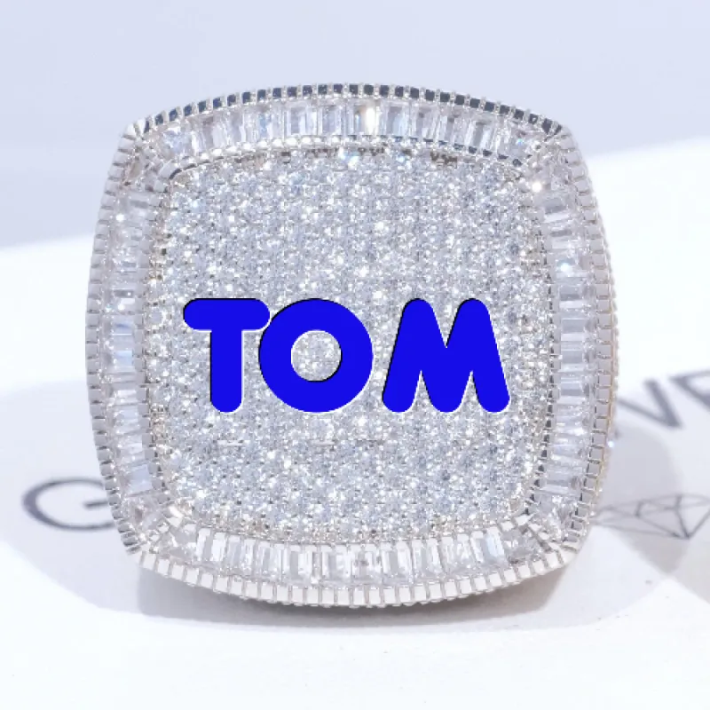 CUSTOM LETTER 3D ICED RING sold by The GUU Shop