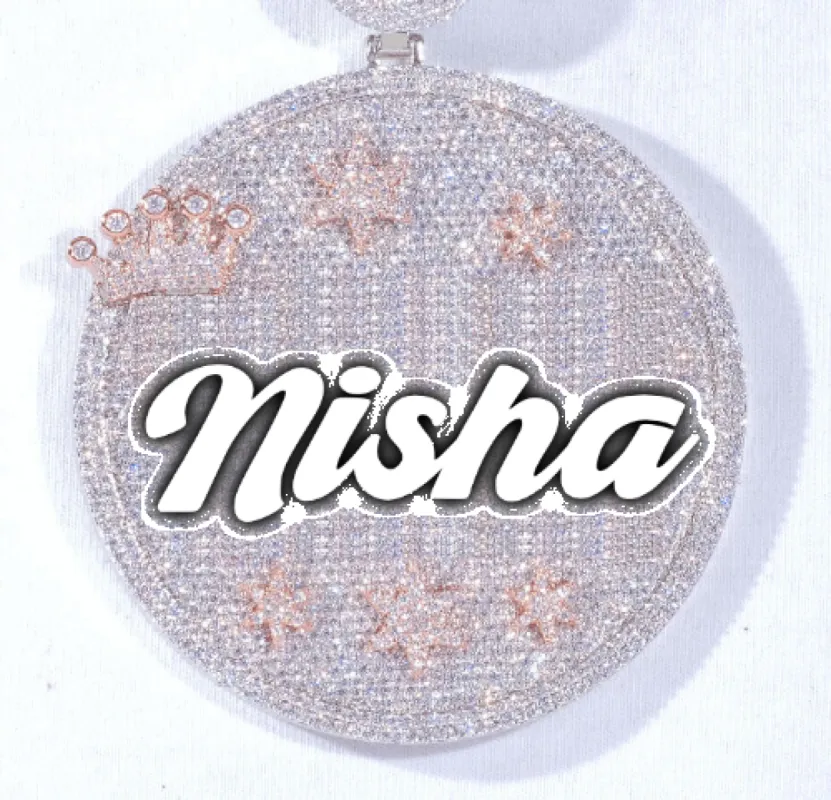 CUSTOM LETTER NECKLACE 3D BIG CROWN DISC sold by The GUU Shop