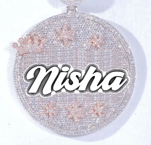 CUSTOM LETTER NECKLACE 3D BIG CROWN DISC sold by The GUU Shop