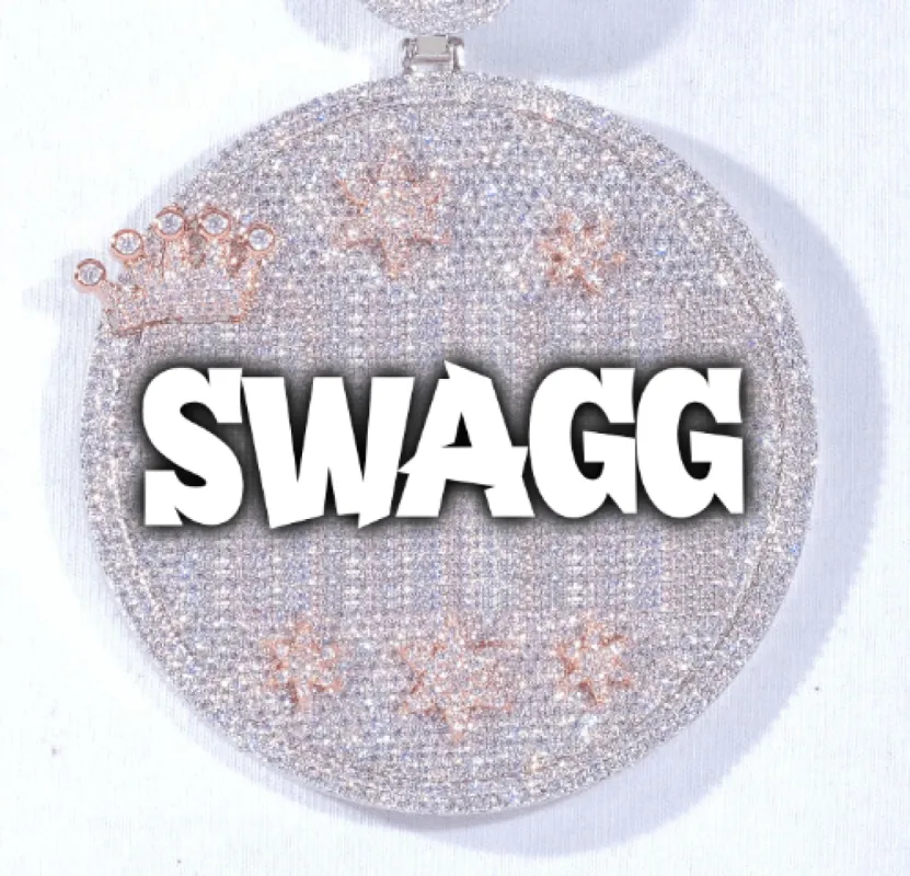 CUSTOM LETTER NECKLACE 3D BIG CROWN DISC sold by The GUU Shop