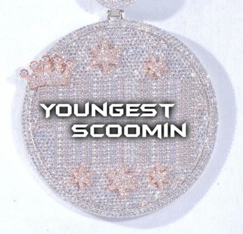 CUSTOM LETTER NECKLACE 3D BIG CROWN DISC sold by The GUU Shop