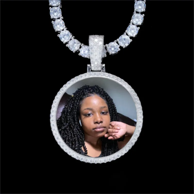 925S & VVS Moissanite 3D Circle Custom Picture Pendant sold by The GUU Shop