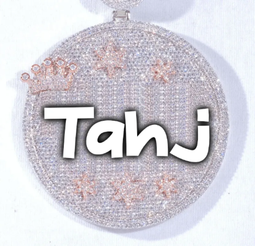 CUSTOM LETTER NECKLACE 3D BIG CROWN DISC sold by The GUU Shop