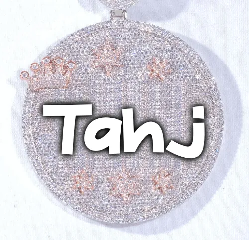 CUSTOM LETTER NECKLACE 3D BIG CROWN DISC sold by The GUU Shop