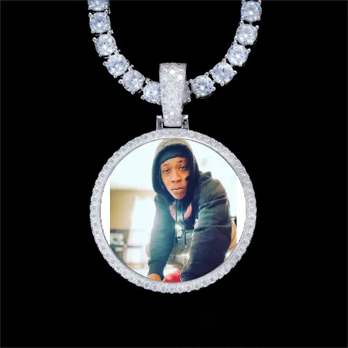 925S & VVS Moissanite 3D Circle Custom Picture Pendant sold by The GUU Shop