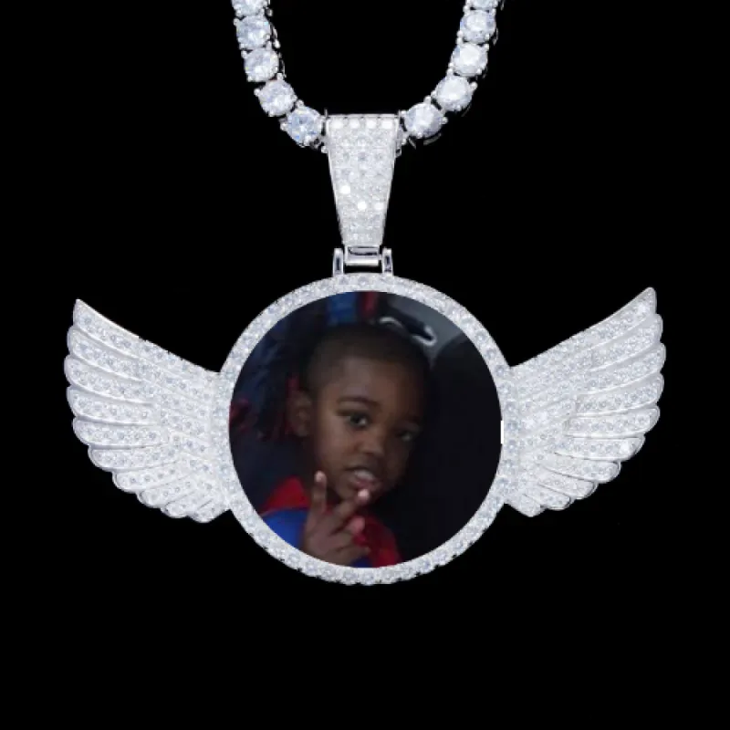 925S & VVS Moissanite 3D Wing Custom Picture Pendant sold by The GUU Shop