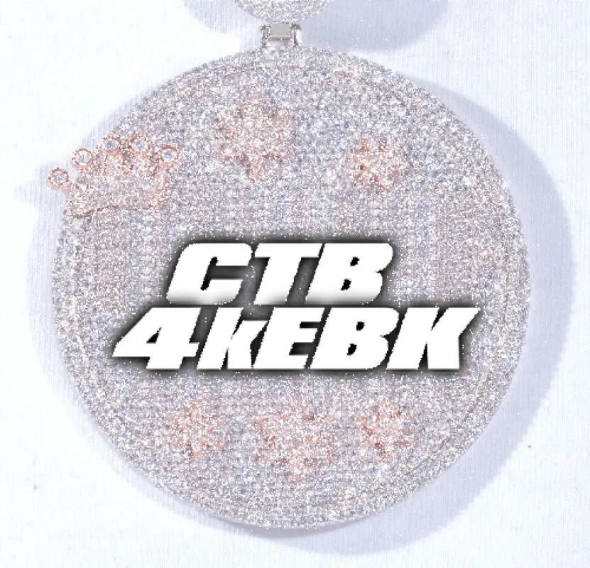 CUSTOM LETTER NECKLACE 3D BIG CROWN DISC sold by The GUU Shop