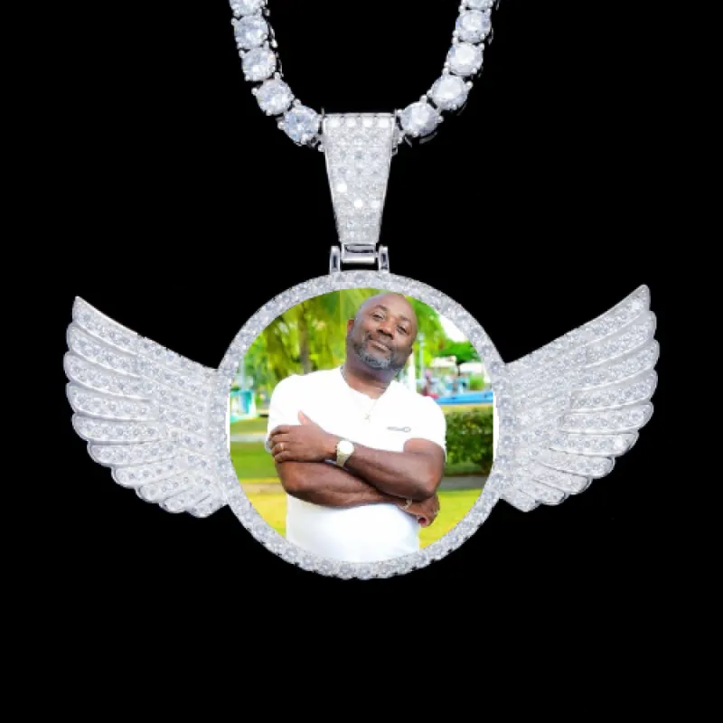 925S & VVS Moissanite 3D Wing Custom Picture Pendant sold by The GUU Shop