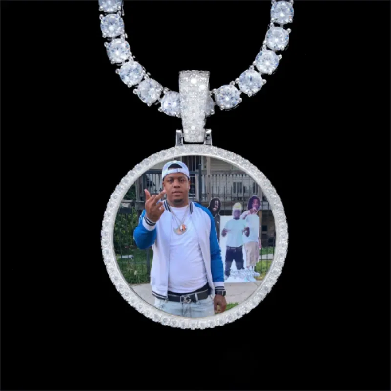925S & VVS Moissanite 3D Circle Custom Picture Pendant sold by The GUU Shop