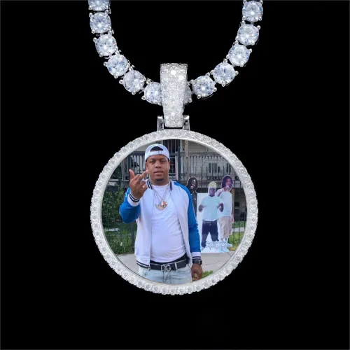 925S & VVS Moissanite 3D Circle Custom Picture Pendant sold by The GUU Shop