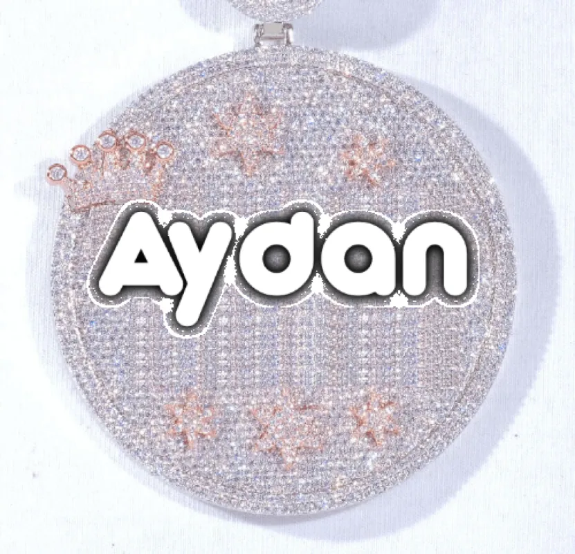 CUSTOM LETTER NECKLACE 3D BIG CROWN DISC sold by The GUU Shop