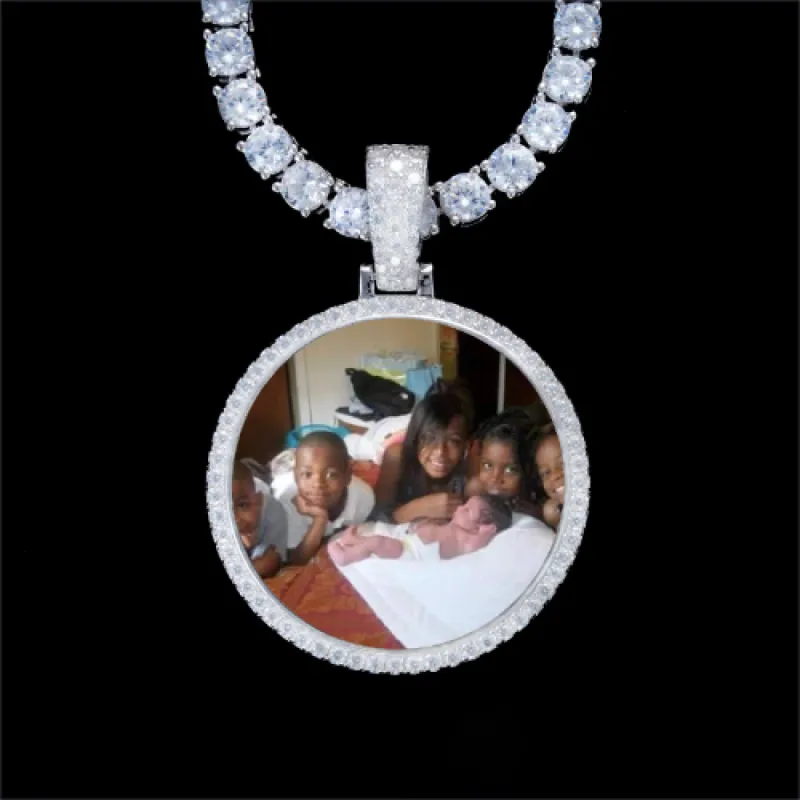 925S & VVS Moissanite 3D Circle Custom Picture Pendant sold by The GUU Shop