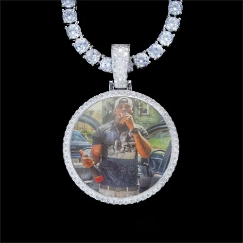 925S & VVS Moissanite 3D Circle Custom Picture Pendant sold by The GUU Shop