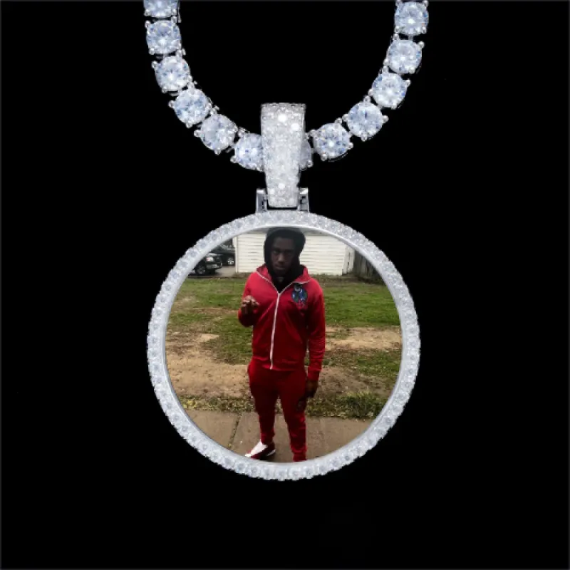 925S & VVS Moissanite 3D Circle Custom Picture Pendant sold by The GUU Shop