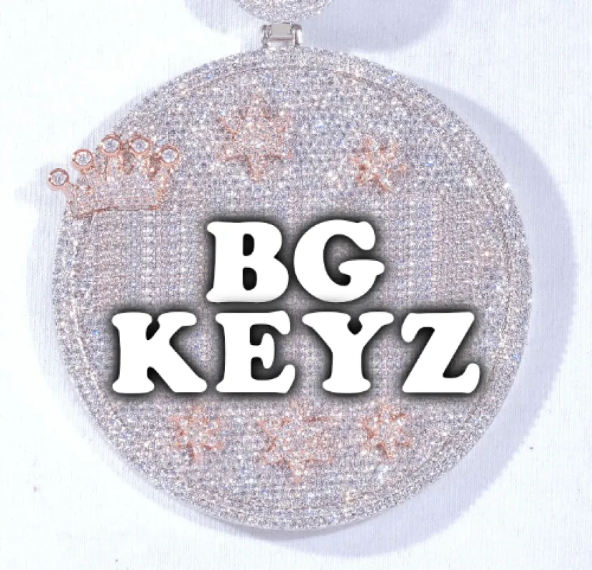 CUSTOM LETTER NECKLACE 3D BIG CROWN DISC sold by The GUU Shop