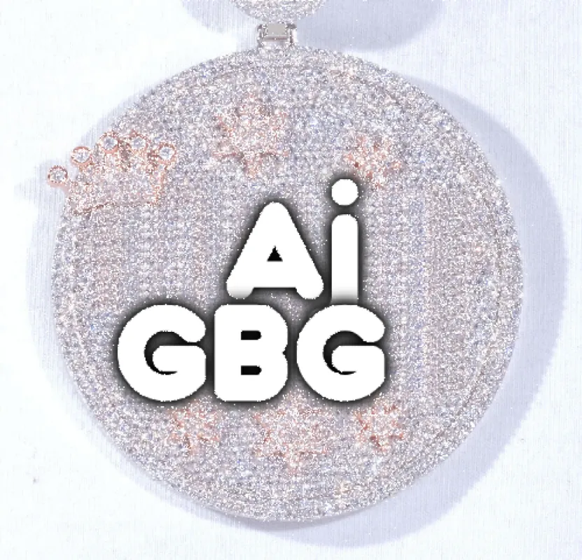 CUSTOM LETTER NECKLACE 3D BIG CROWN DISC sold by The GUU Shop