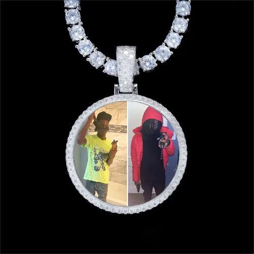 925S & VVS Moissanite 3D Circle Custom Picture Pendant sold by The GUU Shop