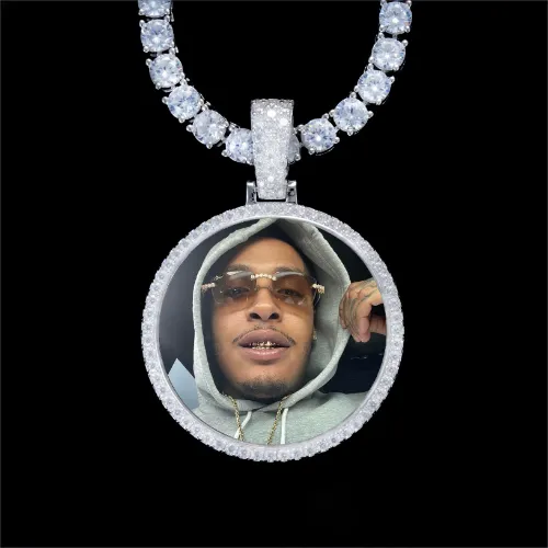 925S & VVS Moissanite 3D Circle Custom Picture Pendant sold by The GUU Shop