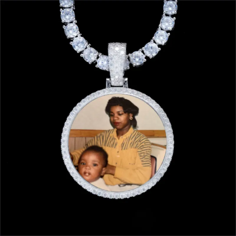 925S & VVS Moissanite 3D Circle Custom Picture Pendant sold by The GUU Shop