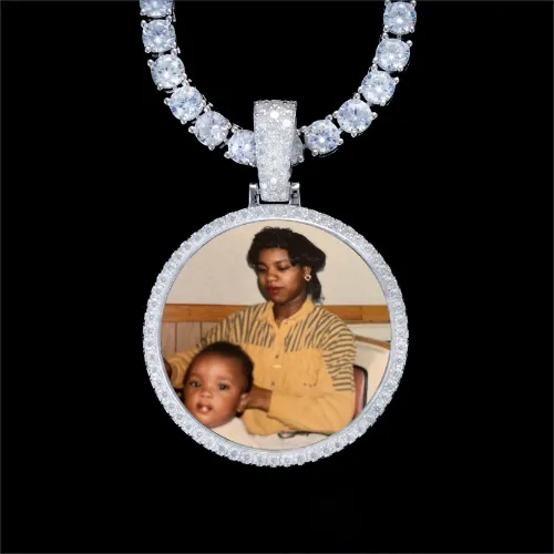 925S & VVS Moissanite 3D Circle Custom Picture Pendant sold by The GUU Shop