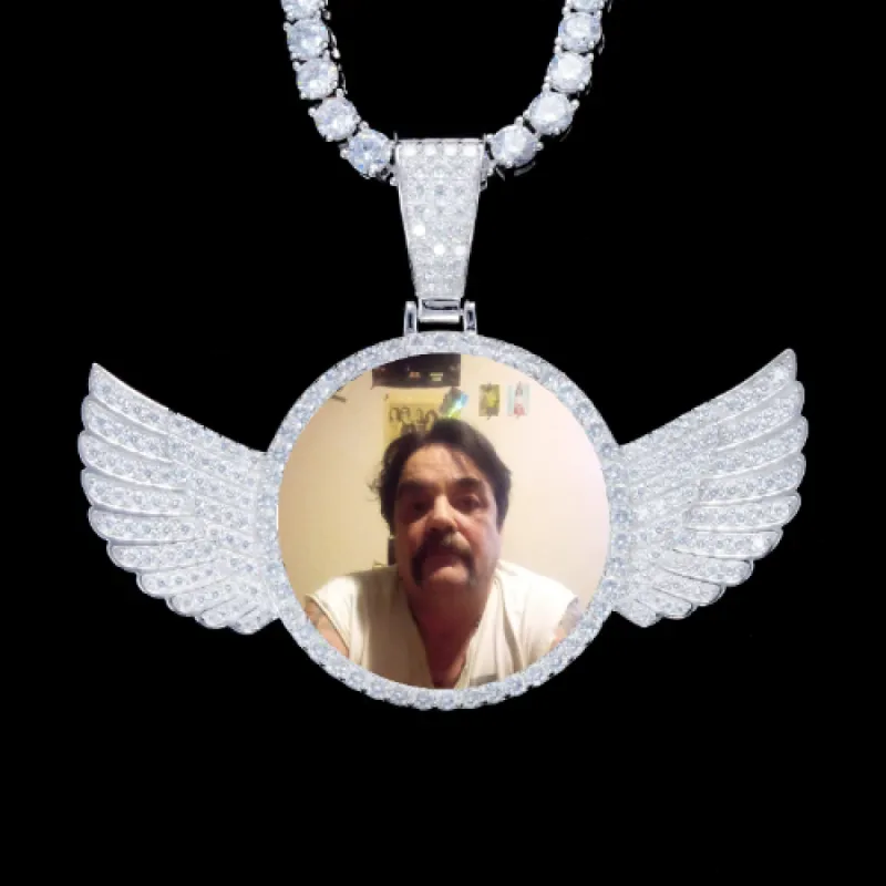 925S & VVS Moissanite 3D Wing Custom Picture Pendant sold by The GUU Shop