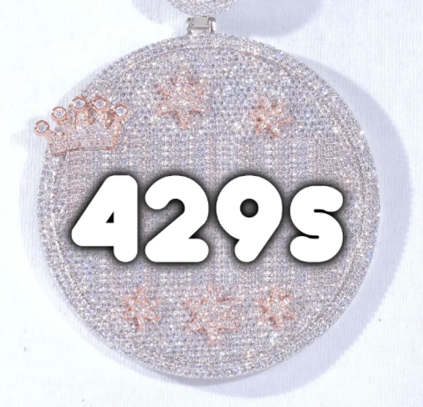 CUSTOM LETTER NECKLACE 3D BIG CROWN DISC sold by The GUU Shop