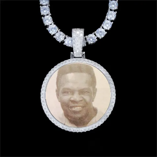 925S & VVS Moissanite 3D Circle Custom Picture Pendant sold by The GUU Shop