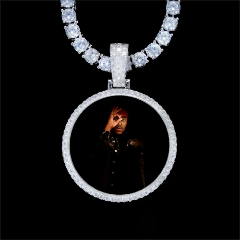 925S & VVS Moissanite 3D Circle Custom Picture Pendant sold by The GUU Shop