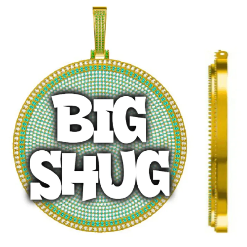 CUSTOM LETTER NECKLACE 3D BIG DISC sold by The GUU Shop