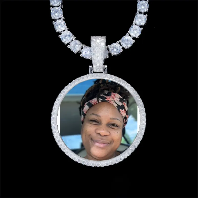 925S & VVS Moissanite 3D Circle Custom Picture Pendant sold by The GUU Shop