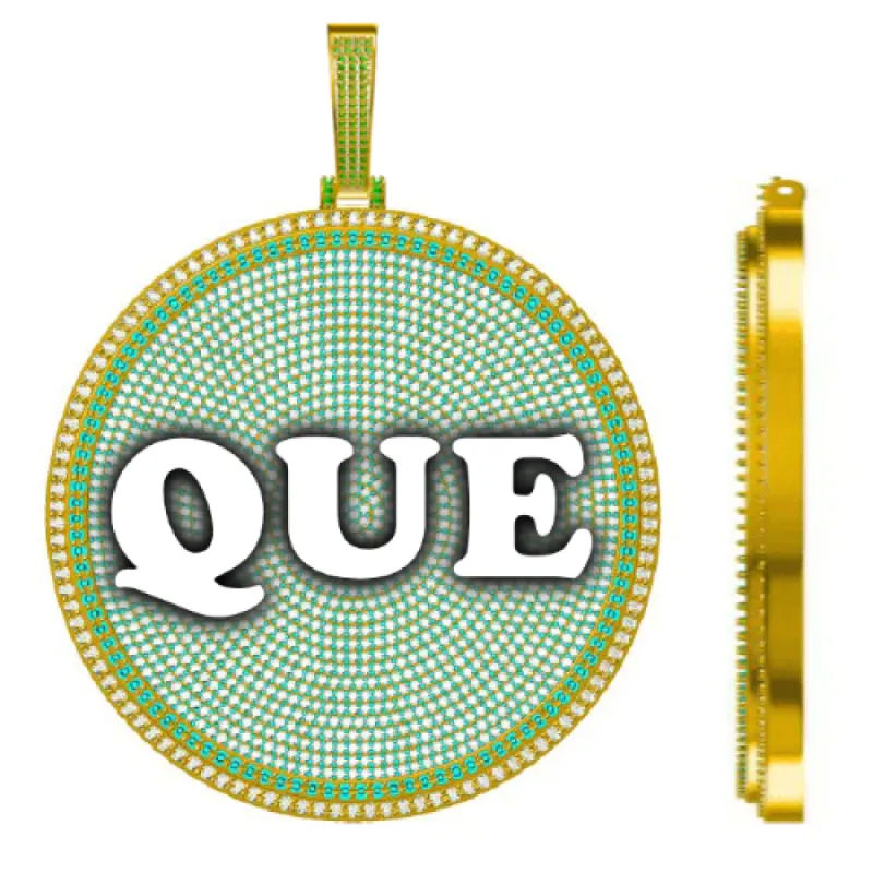 CUSTOM LETTER NECKLACE 3D BIG DISC sold by The GUU Shop