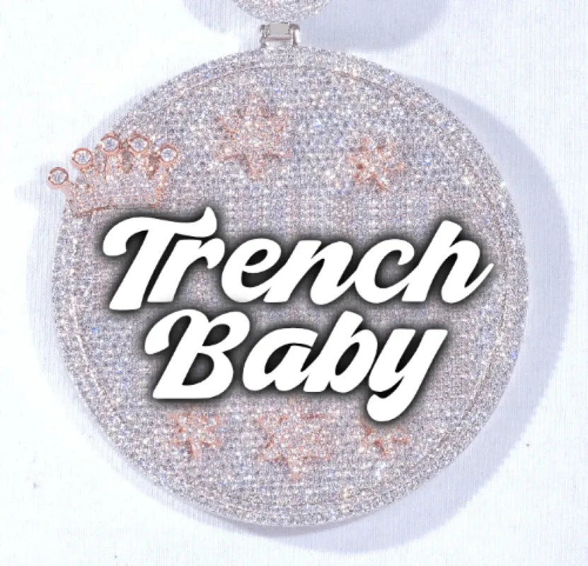 CUSTOM LETTER NECKLACE 3D BIG CROWN DISC sold by The GUU Shop