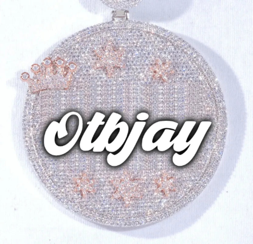 CUSTOM LETTER NECKLACE 3D BIG CROWN DISC sold by The GUU Shop