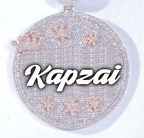 CUSTOM LETTER NECKLACE 3D BIG CROWN DISC sold by The GUU Shop