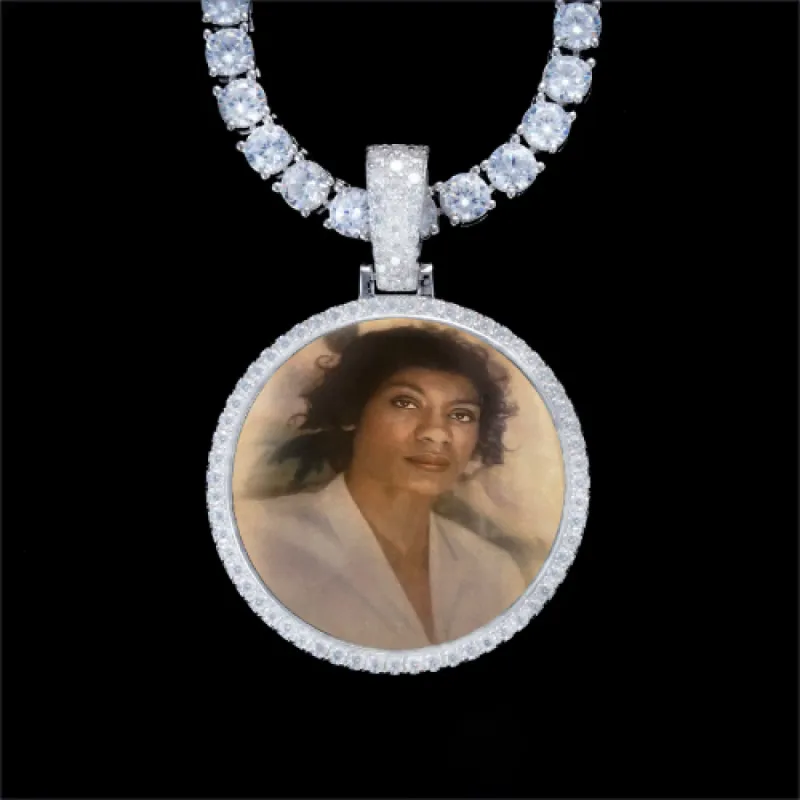 925S & VVS Moissanite 3D Circle Custom Picture Pendant sold by The GUU Shop