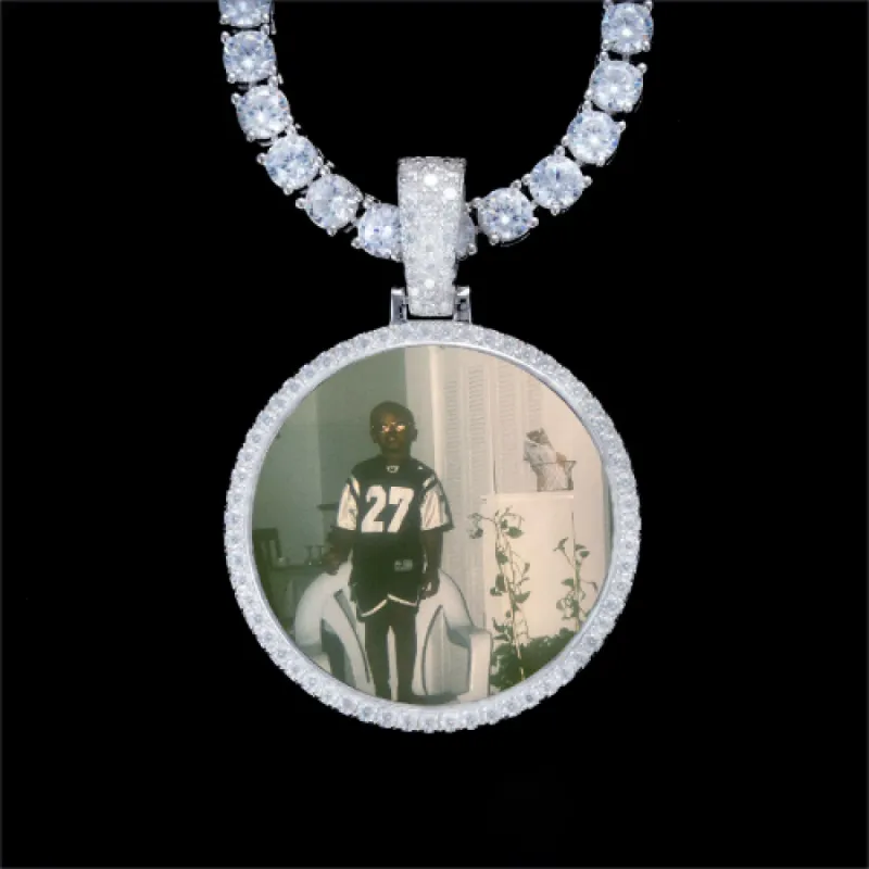 925S & VVS Moissanite 3D Circle Custom Picture Pendant sold by The GUU Shop