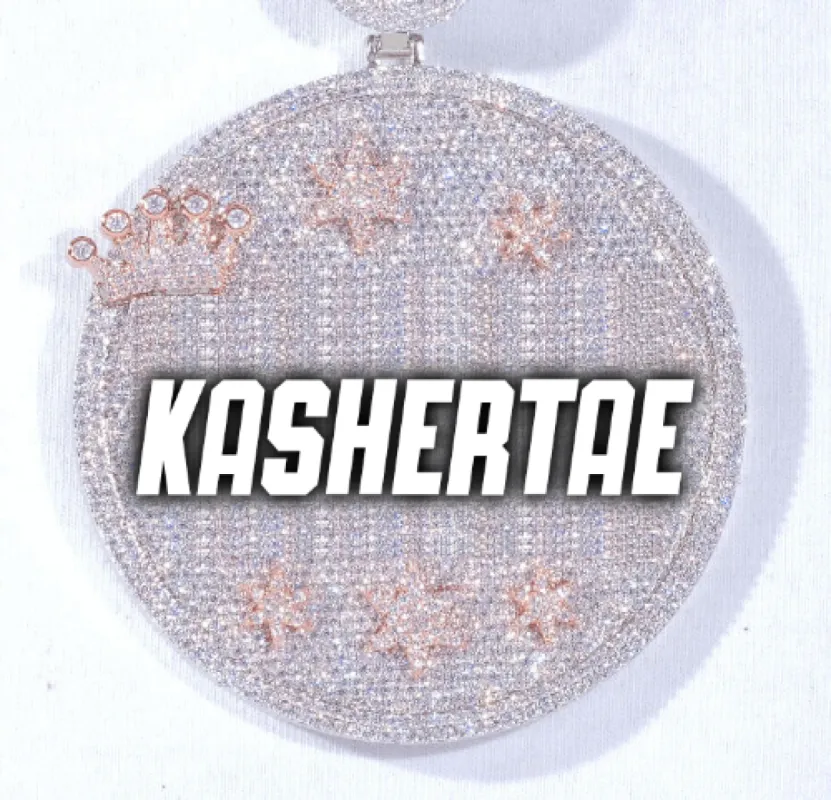 CUSTOM LETTER NECKLACE 3D BIG CROWN DISC sold by The GUU Shop