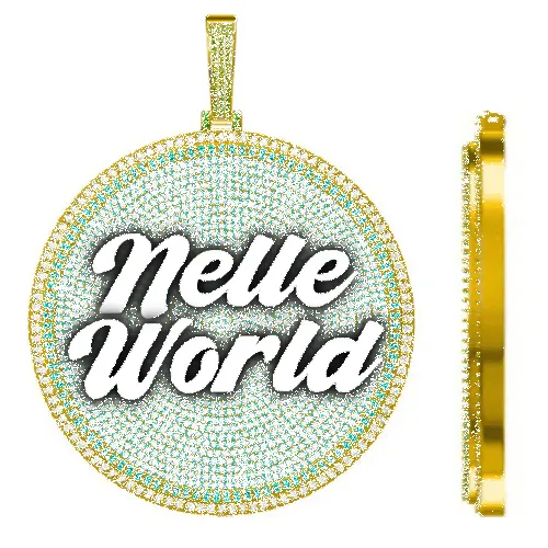 CUSTOM LETTER NECKLACE 3D BIG DISC sold by The GUU Shop