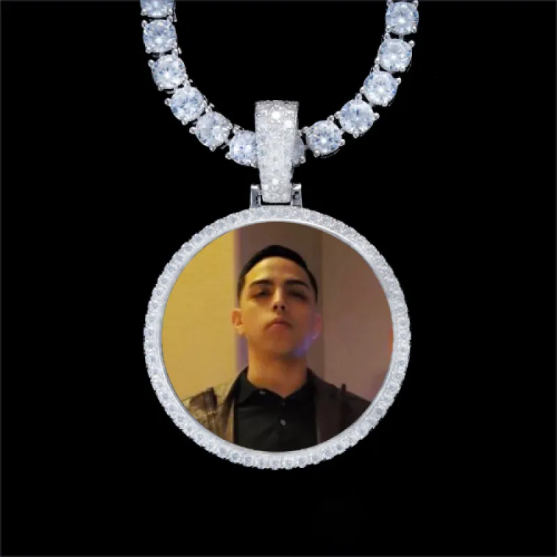 925S & VVS Moissanite 3D Circle Custom Picture Pendant sold by The GUU Shop