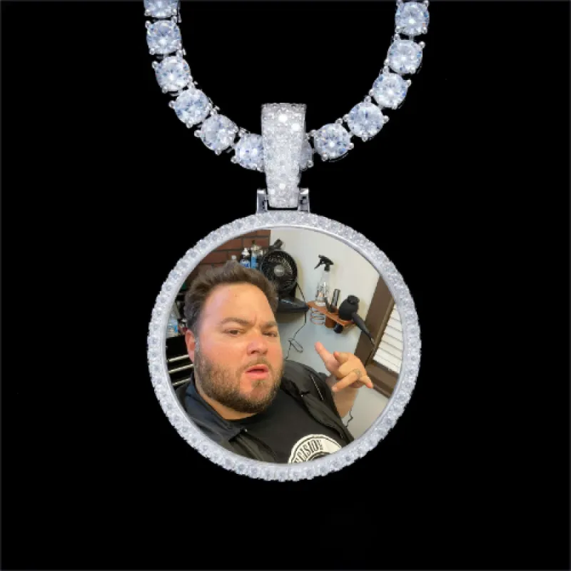925S & VVS Moissanite 3D Circle Custom Picture Pendant sold by The GUU Shop