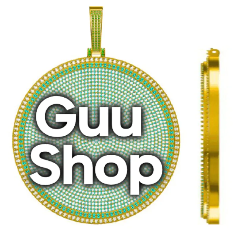 CUSTOM LETTER NECKLACE 3D BIG DISC sold by The GUU Shop