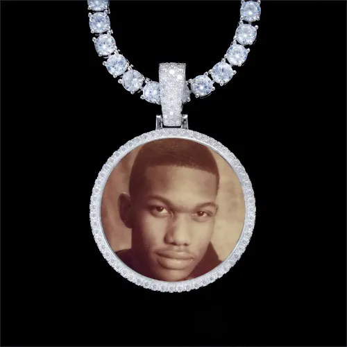 925S & VVS Moissanite 3D Circle Custom Picture Pendant sold by The GUU Shop