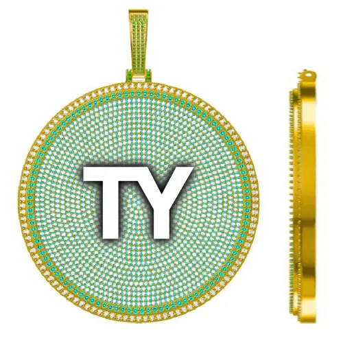 CUSTOM LETTER NECKLACE 3D BIG DISC sold by The GUU Shop