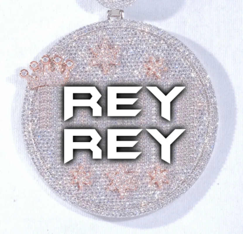 CUSTOM LETTER NECKLACE 3D BIG CROWN DISC sold by The GUU Shop