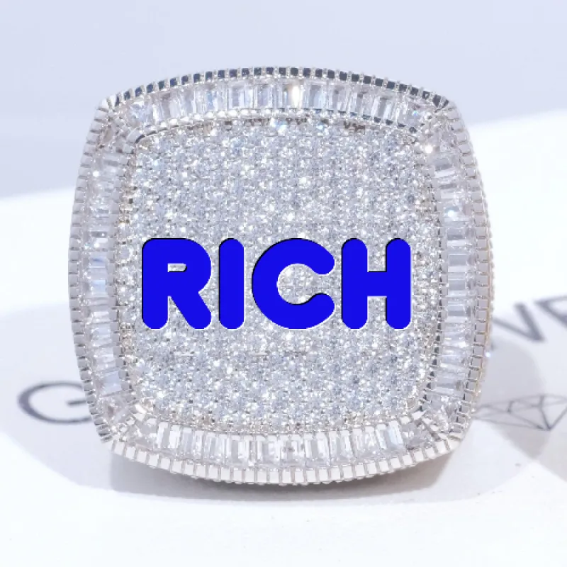 CUSTOM LETTER 3D ICED RING sold by The GUU Shop