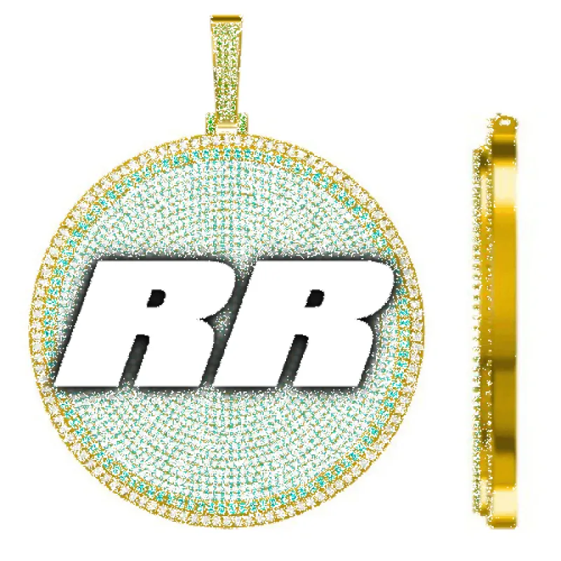 CUSTOM LETTER NECKLACE 3D BIG DISC sold by The GUU Shop