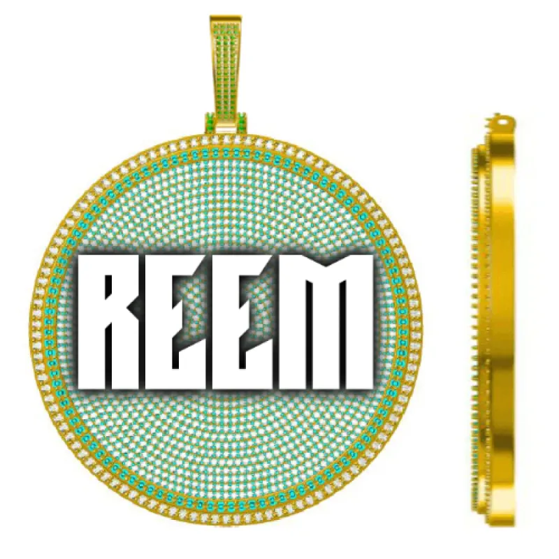 CUSTOM LETTER NECKLACE 3D BIG DISC sold by The GUU Shop