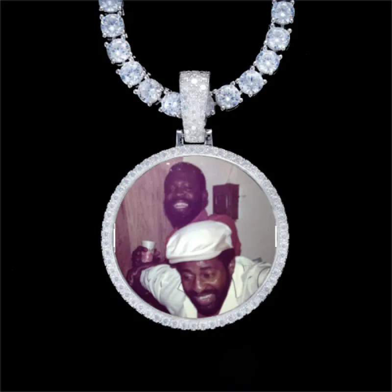 925S & VVS Moissanite 3D Circle Custom Picture Pendant sold by The GUU Shop