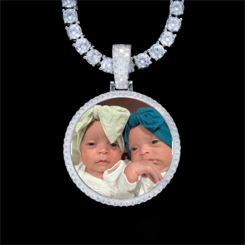925S & VVS Moissanite 3D Circle Custom Picture Pendant sold by The GUU Shop
