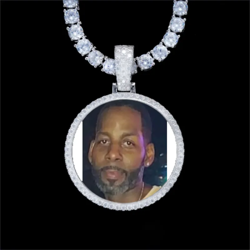 925S & VVS Moissanite 3D Circle Custom Picture Pendant sold by The GUU Shop